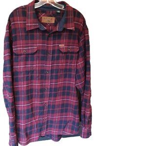 ORVIS Mens Large Classic Collection Plaid Flannel Button Up Shirt XL Wine/Navy
